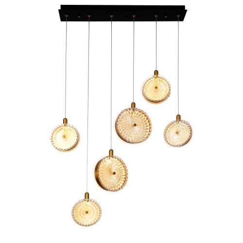 4488-6P, подвесная люстра, L730xW100xH550/1500, LEDx40W, 2749LM, 4000K, included