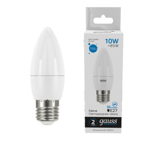 30230 Лампа Gauss Elementary Свеча 10W 750lm 6500K E27 LED 1/10/100