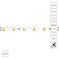 A2406008-03-6K Светодиодная лента 24В 4,8Вт/м 550Лм/м 6000К 90+ 8мм SMD2835 60шт/м 5м IP20