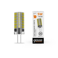 18015 Лампа Gauss Elementary G4 AC210-240V 5W 400lm 3000K силикон LED 1/20/200