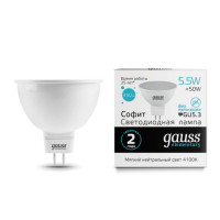 13526 Лампа Gauss LED Elementary MR16 GU5.3 5.5W 450lm 4100К 1/10/100