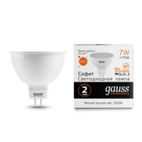 13517 Лампа Gauss LED Elementary MR16 GU5.3 7W 530lm 3000K 1/10/100
