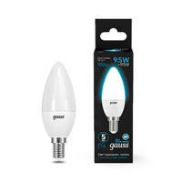 103101310 Лампа Gauss Свеча 9.5W 950lm 6500К E14 LED 1/10/100