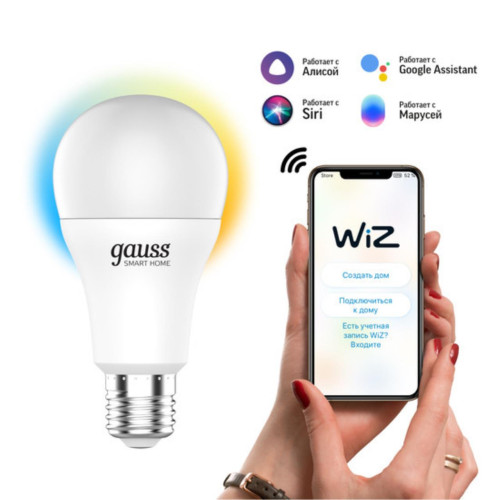 1130112 Gauss Лампа Светодиодная Gauss Smart Home DIM+CCT E27 A60 8.5 Вт 1/10/100