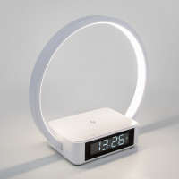 Сенсорная светодиодная настольная лампа с беспроводной зарядкой и будильником 80505/1 белый