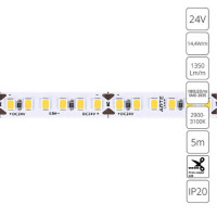A2418008-01-3K Светодиодная лента 24В 14,4Вт/м 1350Лм/м 3000К 90+ 8мм SMD2835 180шт/м 5м IP20