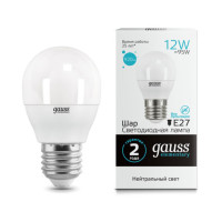 53222 Лампа Gauss LED Elementary Шар 12W 920lm E27 4100K 1/10/100