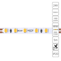 A2412005-01-3K Светодиодная лента 24В 9,6Вт/м 1000Лм/м 3000К 90+ 5мм SMD2835 120шт/м 5м IP20
